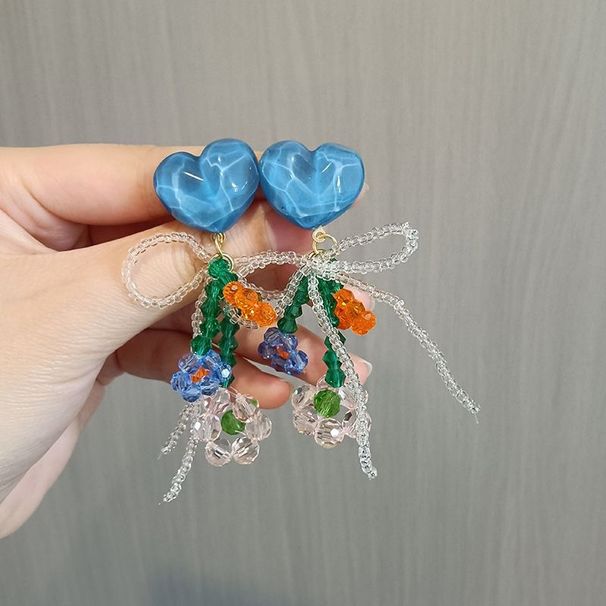 Women’s Jewelry Set Fashion Silver Needle Sea Salt Orange Love Blue Beaded Earrings New Crystal Flower Tassel Earrings Earrings Bowknot Women_ipsvogv.com