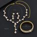 Pearl Gold And White Necklace, Earrings, Bracelet Jewelry Set For Wedding, Annual Meeting, Banquet, Dress_ipsvogv.com