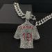 Saipai New Product Full Diamond Drip Oil Yamai No.19 Jersey Alloy Pendant Men's Personalized Trendy Cuban Chain_ipsvogv.com