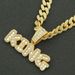 Cool Square Diamond Hip Hop Letter King Pendant Necklace Miami Cuban Chain Personalized Dressing Accessories_ipsvogv.com