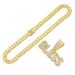 Cool diamond inlaid letter personalized splicing gold pendant necklace, popular new Cuban chain for men_ipsvogv.com