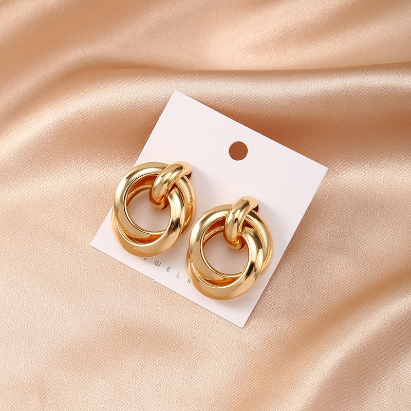 2023 New Trendy Design Sense Niche Minimalist Style Alloy Earrings Gold Color Ear Jewelry_ipsvogv.com