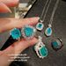 Italian Cheetah Sea Blue Pendant Necklace Vintage Pala Luxury Waterdrop Zircon Ring_ipsvogv.com