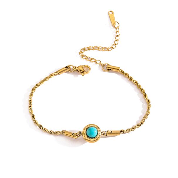 Women's Jewelry Niche Simple Gold Plated Turquoise Titanium Steel Bracelet Female INS Style All Match Temperament Hand Jewelry_ipsvogv.com
