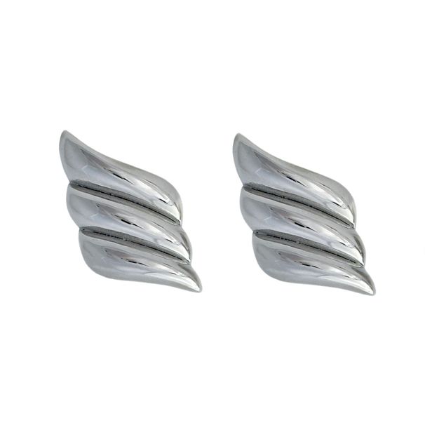 Real Gold Electroplated Titanium Steel VINTAGE Pointed Flamingo Wing Earrings_ipsvogv.com