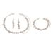Wedding Jewelry Korean Fashion Bridal Accessories Silver Diamond Necklace Earrings Bracelet Three Piece Set_ipsvogv.com
