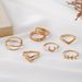 New Combination Fashion Gold Moon Leaf Cross Cut 7 Piece Set Ring_ipsvogv.com