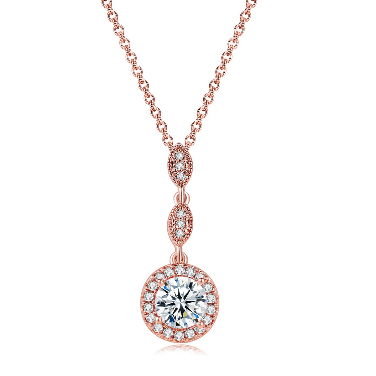 Unisex hot selling jewelry Fashion pendant necklace Popular zircon rose gold plated accessories_ipsvogv.com