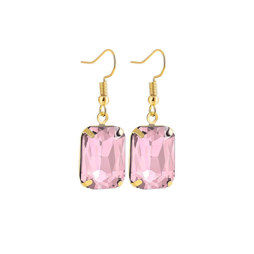 Women's Summer Niche Simple Ladies Earrings Square Color Zircon Earrings High End Earrings_ipsvogv.com