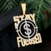 Men's Hip Hop Style "STAY FOCUSED" Zircon Pendant Necklace With Dollar Sign Design - Durable Copper Chain For Casual & Streetwear_ipsvogv.com