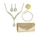 Fashionable bridal jewelry set, sexy V shaped water drop pendant bracelet, ring, earrings and diamond luxury dinner bag_ipsvogv.com