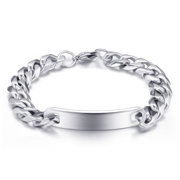 Minimalist Personality Long Bar 11MM Cuban Chain Stainless Titanium Steel Bracelet Customizable Engraving_ipsvogv.com