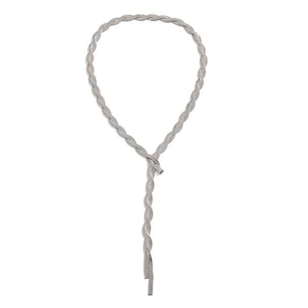 Woven Flat Snake Bone Chain Necklace Female European And American Fashionable Simple Cold Wind Catwalk Model Catwalk Collarbone Neck Chain Accessories_ipsvogv.com