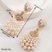 New Geometric Flower Fashionable Daisy Diamond Set Pearl Long Versatile Style Outdoor Earrings_ipsvogv.com