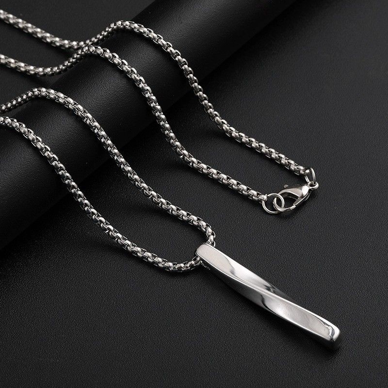 Internet celebrity spiral necklace men's trend ins simple personality hip hop men's pendant boys pendant titanium steel cool jewelry_ipsvogv.com