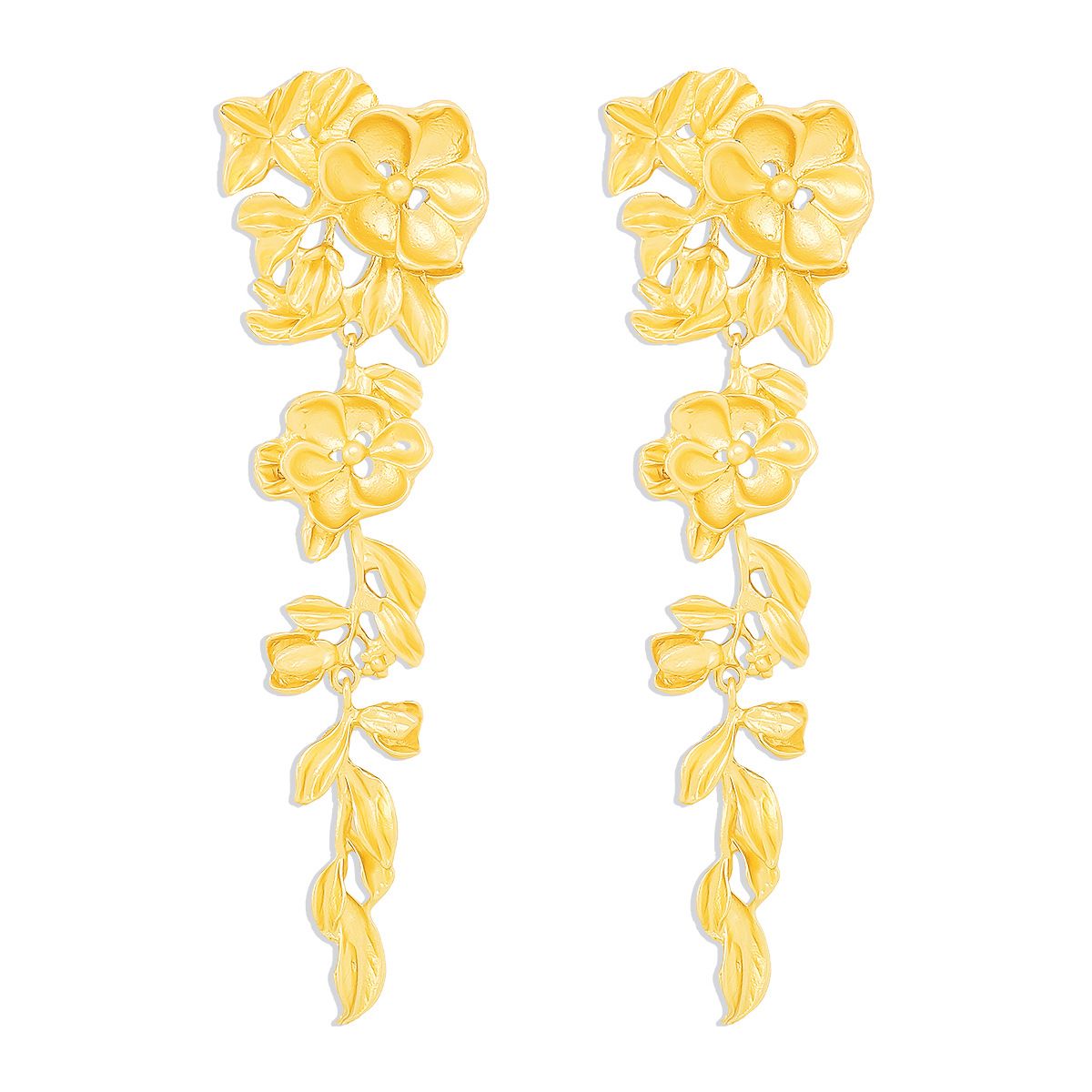 E12257 3D Flower Tassel Earrings, Middle Ages, High Grade, Exaggerated Leaves, Personalized Earrings for Women_ipsvogv.com