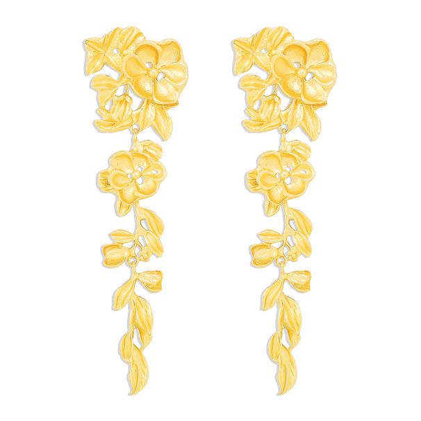 E12257 3D Flower Tassel Earrings, Middle Ages, High Grade, Exaggerated Leaves, Personalized Earrings for Women_ipsvogv.com