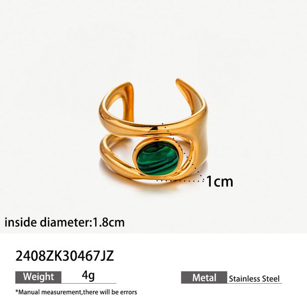 ins style obsidian stainless steel open ring female non fading natural stone titanium steel rings_ipsvogv.com