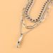 Exaggerated Silver Cuban Chain Alloy Pendant Multi Layer Necklace Hip Hop Dark Style Necklace_ipsvogv.com