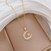 【 】 Moon Love Light Luxury Charm Gorgeous Full Diamond Necklace Women's Versatile Clavicle Titanium Steel Chain_ipsvogv.com