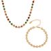 Bohemian Zircon Jewelry Set, Titanium Steel PVD Gold Plated Necklace & Bracelet, Adjustable Multicolor Beads Festival Jewelry For Women_ipsvogv.com