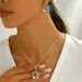 Flower Necklace & Earrings Set For Women - Fashionable Niche Oil Drop Inlay Jewelry With Elegant Pendant Design_ipsvogv.com