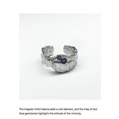 praised 】 Coronation People 【 5486 Personality Niche Design Tin Foil Texture Irregular Zircon Open Ring Student Cold 【 】_ipsvogv.com