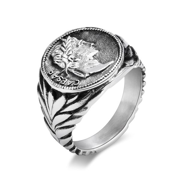Men's Jewelry Roman Empire Caesar Titanium Steel Ring Personality Retro Coin Head Casting Ring Jewelry_ipsvogv.com