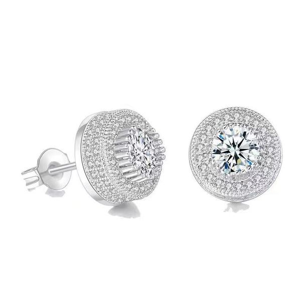 Earrings for men's hip-hop, round, full diamond, zircon earrings, trendy, niche, luxurious, and high-end earrings_ipsvogv.com