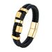 Punk woven stainless steel charm men's leather rope bracelet jewelry_ipsvogv.com