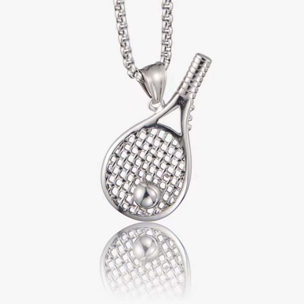 2023 New Sweater Chain Tennis Racket Trendy Hip-Hop Necklace For Men Titanium Steel Non-Fading High-End Niche Design_ipsvogv.com