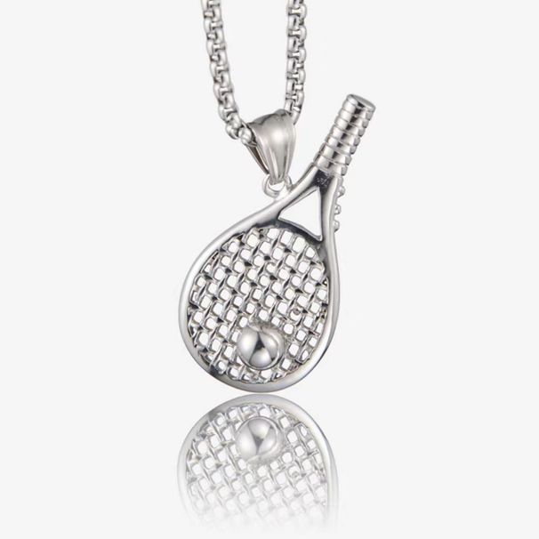 2023 New Sweater Chain Tennis Racket Trendy Hip-Hop Necklace For Men Titanium Steel Non-Fading High-End Niche Design_ipsvogv.com