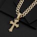 Full diamond crown cross pendant necklace, alloy diamond necklace for men and women, diamond shaped Cuban chain_ipsvogv.com