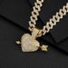 New Personalized One Arrow Piercing Pendant Heart-shaped Full Fashionable Street Hip-hop Diamond Cuban Necklace_ipsvogv.com