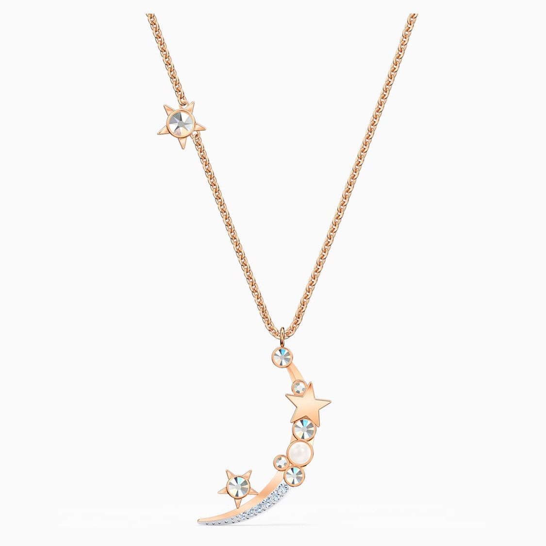 Starry Night Sweet Double Sided Design Necklace Female Element Crystal Star And Moon Clavicle Necklace Female_ipsvogv.com