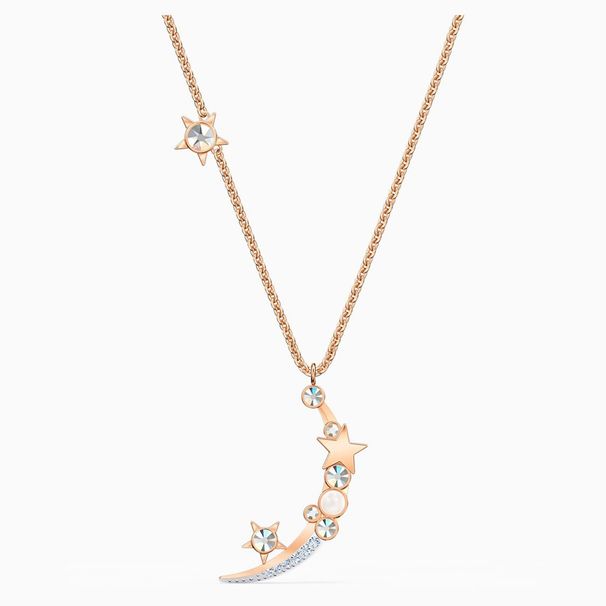 Starry Night Sweet Double Sided Design Necklace Female Element Crystal Star And Moon Clavicle Necklace Female_ipsvogv.com