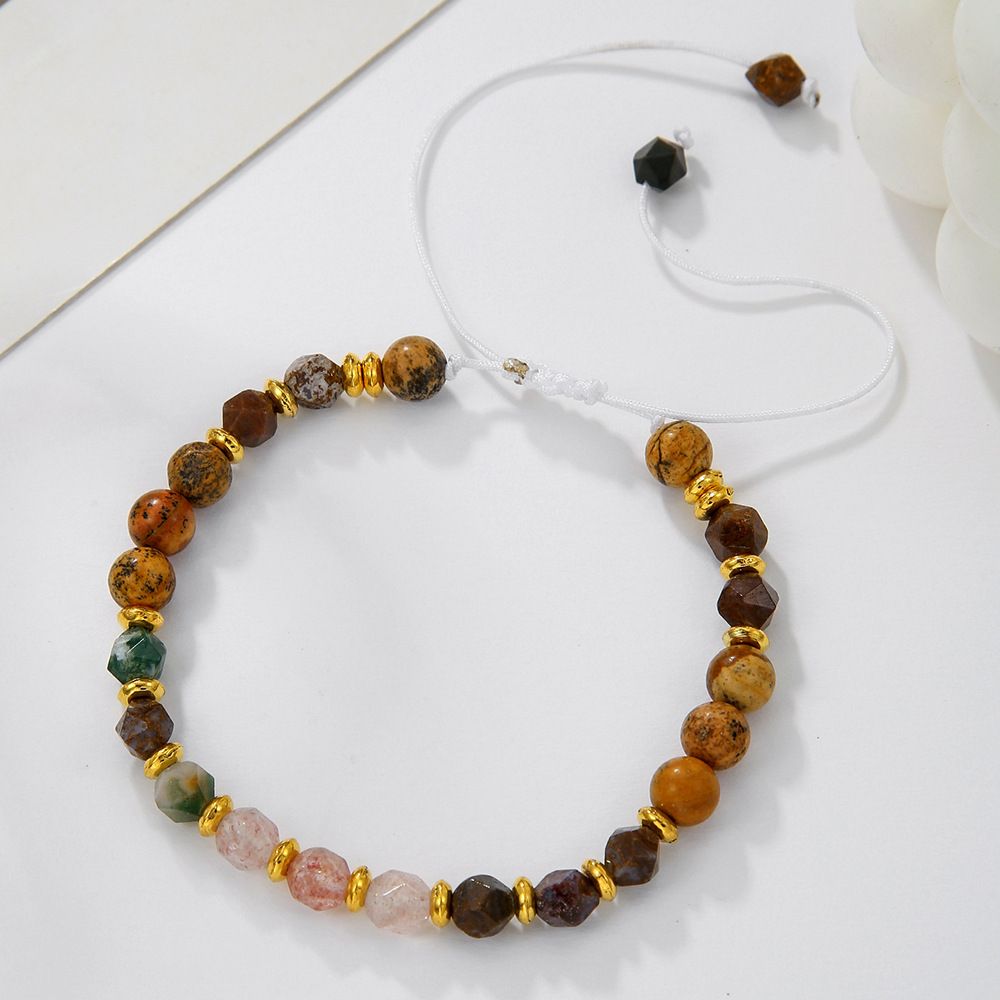 Adjustable Hand Jewelry Ins Niche Design Retro Style Color Semi Precious Stone Handmade Beaded Bracelet For Women_ipsvogv.com