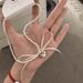Summer Metal Heart Pendant Bowknot Ribbon Pearl Necklace For Women Niche Sweet Cool Temperament Clavicle Chain_ipsvogv.com