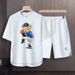 Men's Clothing 2024 Waffle Casual Summer Suit Men's Loose Teen Short sleeved T shirt Shorts Handsome Two piece Suit_ipsvogv.com