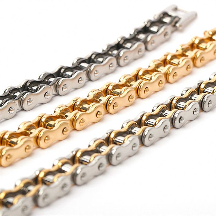 Punk Hip-Hop Bicycle Bracelet For Men, Ins Niche Design Titanium Steel Bangle, Simple Minimalist Style Jewelry_ipsvogv.com