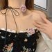 Ribbon Rose Collarbone Chain Neck Jewelry Tie Black Lace Choker Decorative Necklace For Women_ipsvogv.com