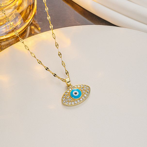 INS Wind Devil's French Drip Oil Pendant Titanium Stainless Steel Eye Necklace_ipsvogv.com