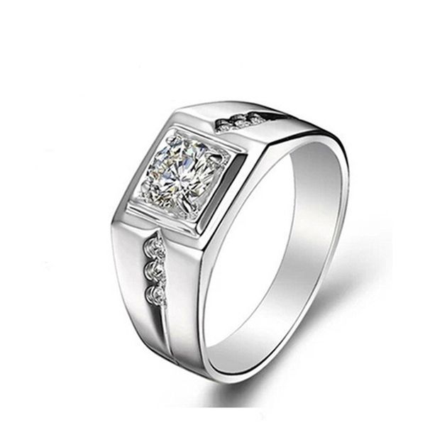 Jewelry Alloy Silver Plated Diamond Inlaid Men's Domineering Trendy Wedding Ring, Birthday Gift_ipsvogv.com