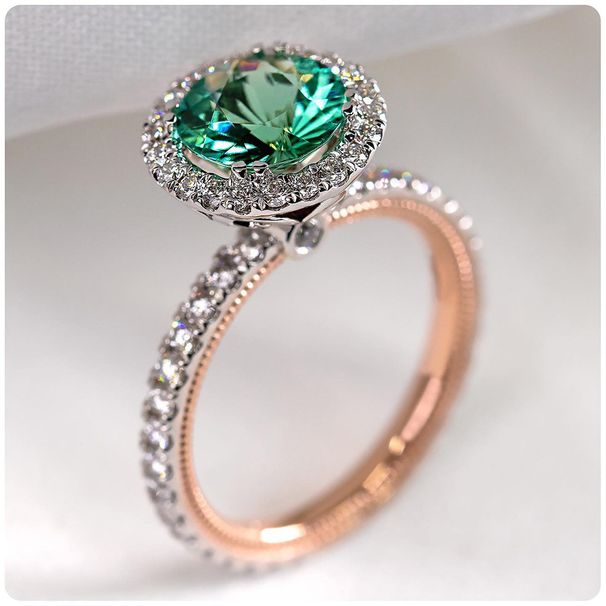 Cao Shi's New Fashion Versatile Zircon Women's With Copper Silver Plated Micro Inlaid Green Ring_ipsvogv.com