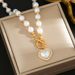 Korean Version Diamond Studded Heart-shaped Pearl Titanium Steel Necklace Bracelet, Women's Light Luxury Peach Heart_ipsvogv.com