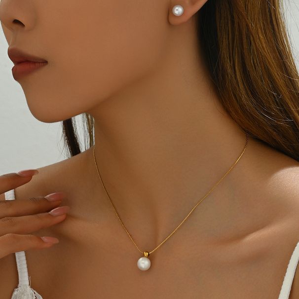 Minimalist Japanese and Korean style geometric pearl jewelry set, niche inlay craftsmanship, design sense, necklace,_ipsvogv.com