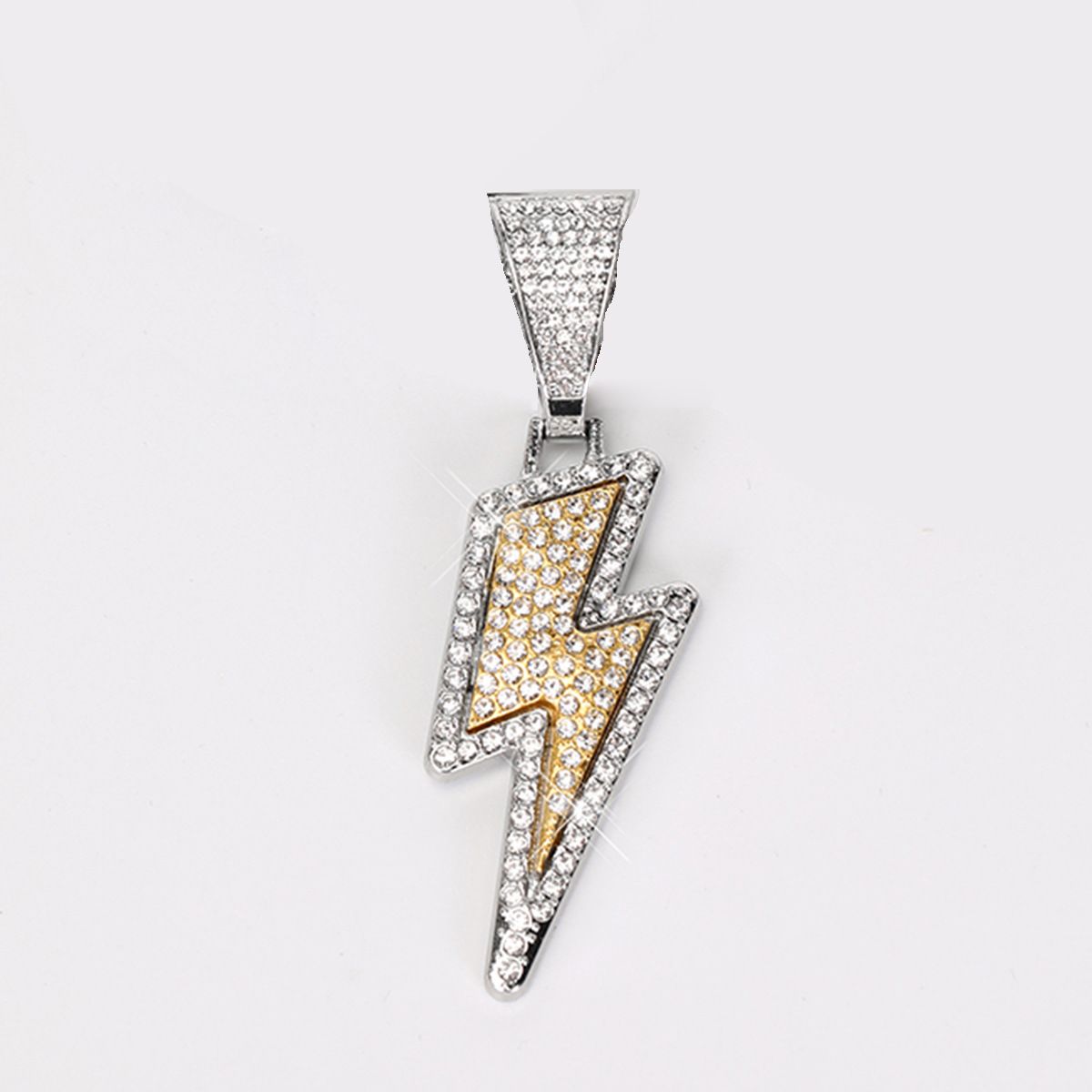 New Hip-Hop Style Purple Lightning Inlaid Diamond Cuban Chain Pendant Trendy Gold-Plated Alloy Jewelry Big Head_ipsvogv.com