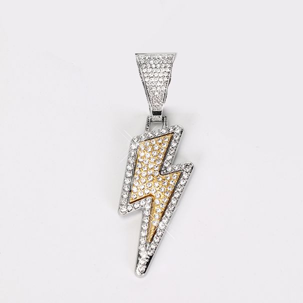 New Hip-Hop Style Purple Lightning Inlaid Diamond Cuban Chain Pendant Trendy Gold-Plated Alloy Jewelry Big Head_ipsvogv.com