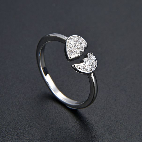Unisex Version Of Foreign Trade Ins Style Diamond Zircon Heartbroken Ring Opening Adjustable Female Index Finger Ring Simple Niche_ipsvogv.com