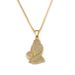 Hip Hop Rapper Exaggerated Diamond Prayer Hand Pendant Necklace Street Trendsetter Personality Accessory_ipsvogv.com